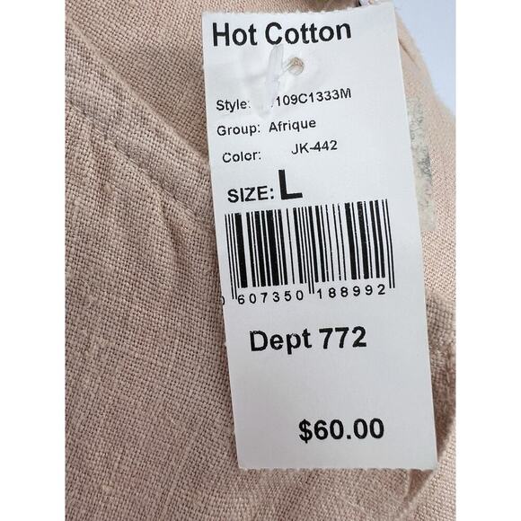 NWT Hot Cotton Tunic Top 100% Linen Button Up Shirt Lagenlook Size Large - Picture 9 of 9
